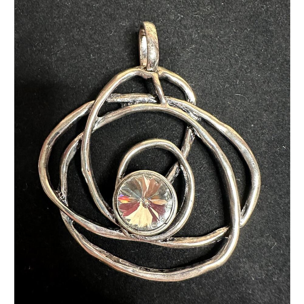 Vintage Modernist Silver Pendant W Big Stone 37$